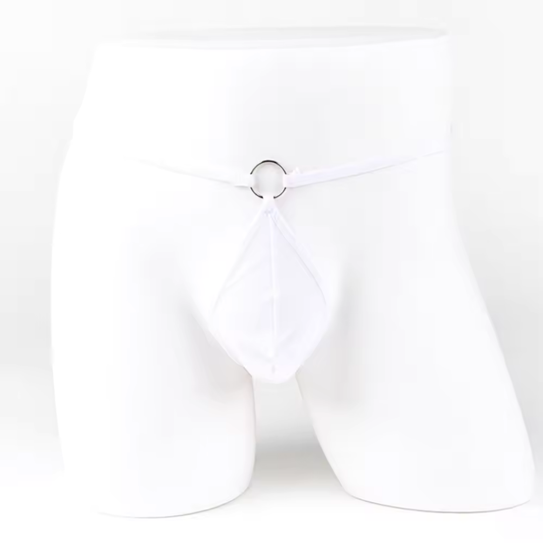 Fantezi Beyaz Transparan Halkalı Tül Erkek String Seksi Erkek İç Çamaşırı