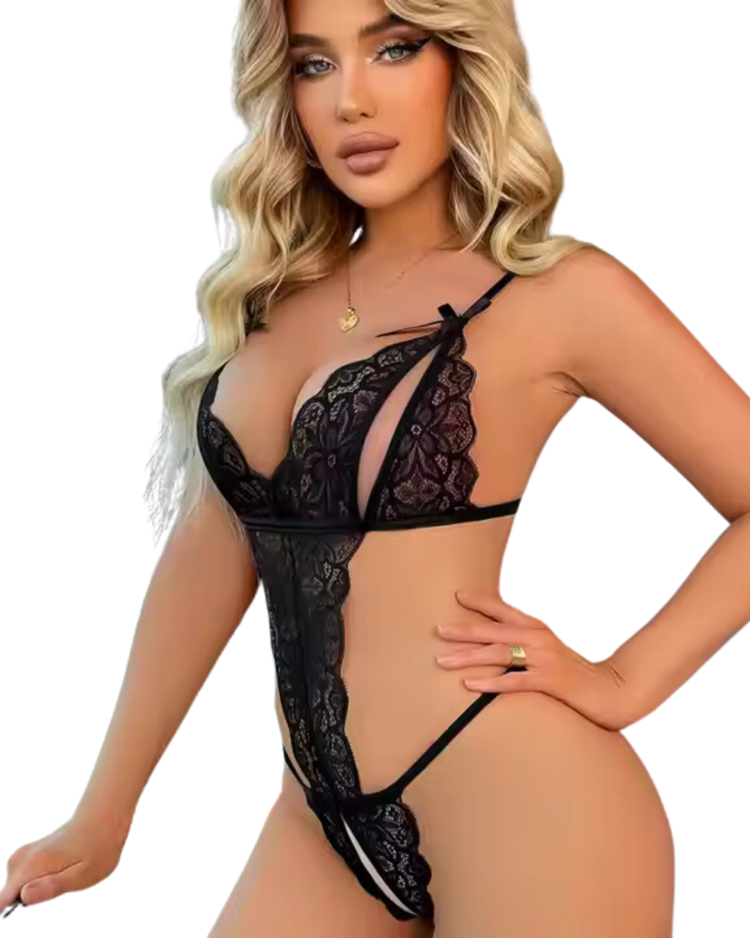 Büyük Beden Fantezi Siyah Dantelli Babydoll