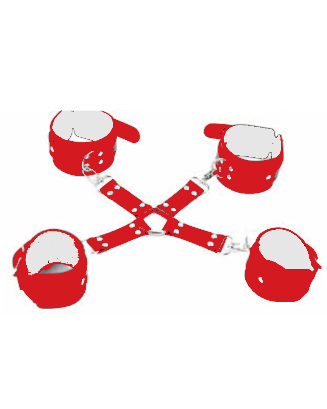 Fantezi Kırmızı Deri Pozisyon El Ayak Kelepçesi