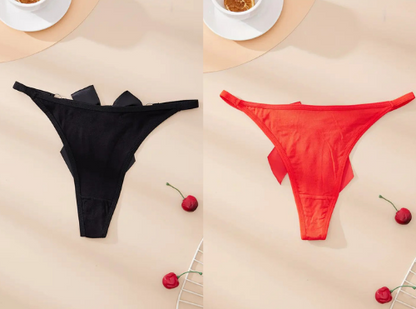 Fantezi Kadın 2'li Fiyonklu Halkalı Tanga