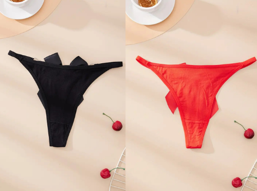 Büyük Beden Fantezi Kadın 2'li Fiyonklu Halkalı Tanga