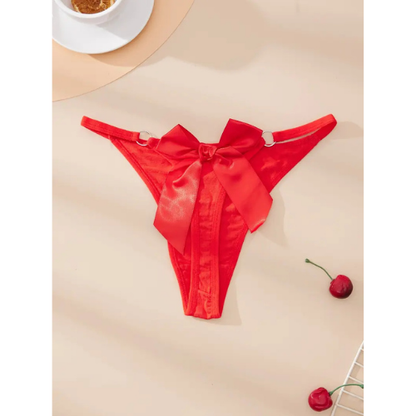 Büyük Beden Fantezi Kadın 2'li Fiyonklu Halkalı Tanga