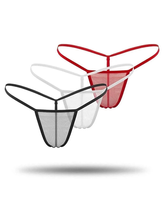 Büyük Beden Kadın 3'lü Transparan Tül String