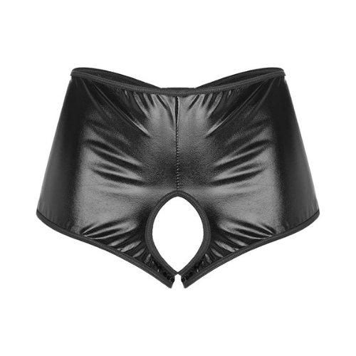 Fantezi Siyah Özel Bölgeleri Açık Parlak Külot