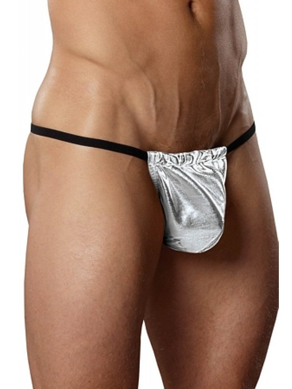 Fantazi Gümüş Renk Lame Erkek String-Tanga