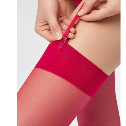 Kadın Kırmızı Düz Jartiyer Çorabı