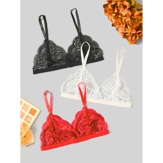 Fantezi 3'lü Seksi Dantel Sütyen Seti