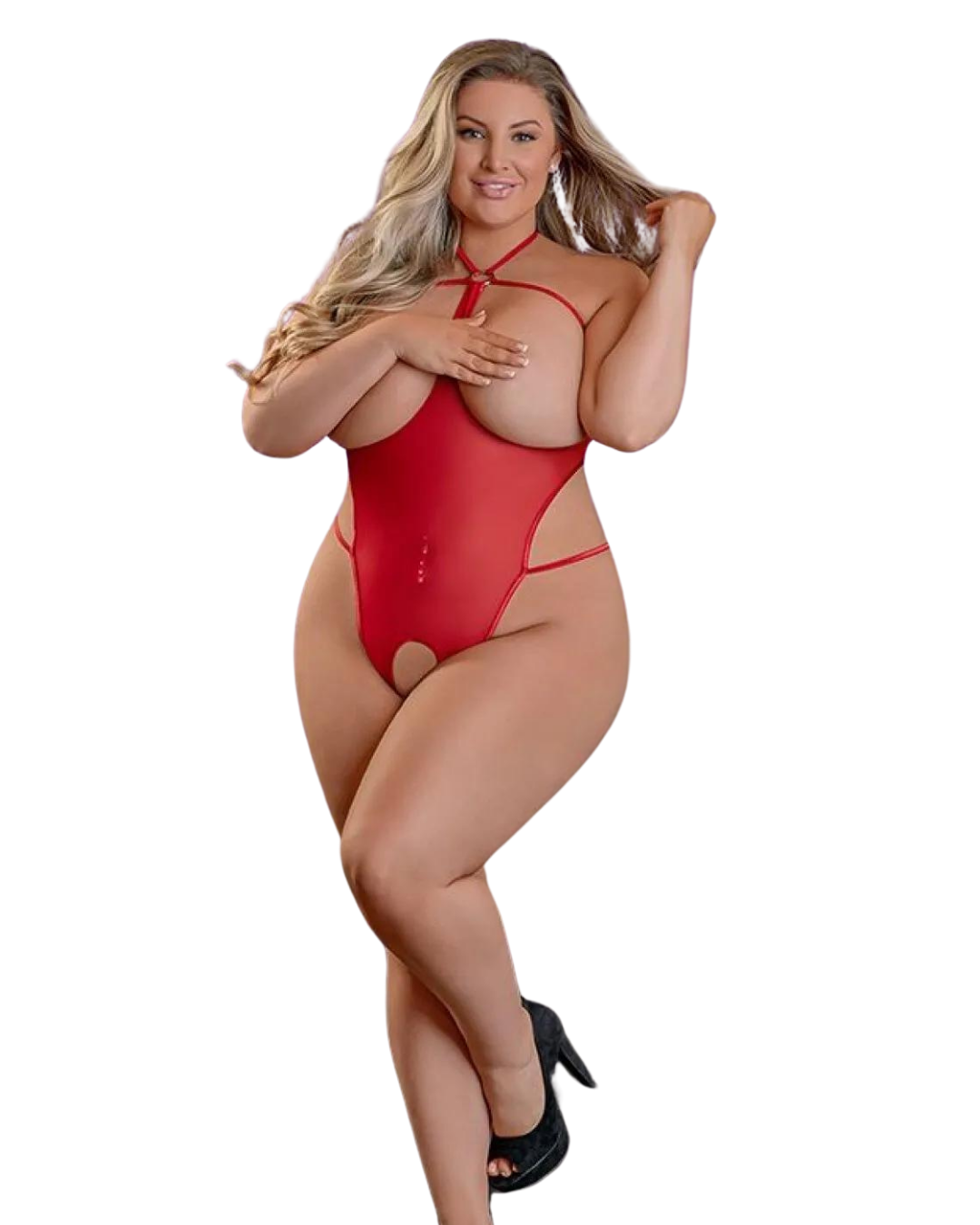 Fantezi Kırmızı Özel Bölgeleri Açık Seksi Tül Babydol