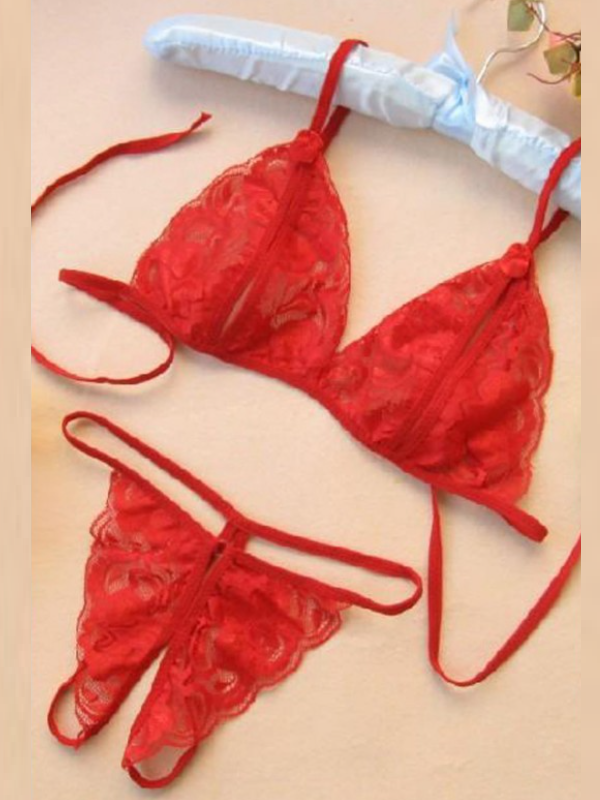 Büyük Beden Fantezi Kırmızı Dantelli Seksi Sütyen Kilot Takım