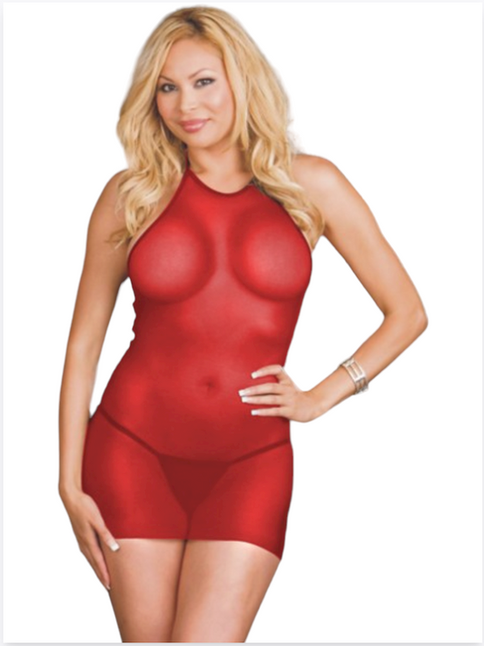 Büyük Beden Kırmızı Fantazi Seksi Tül Babydoll