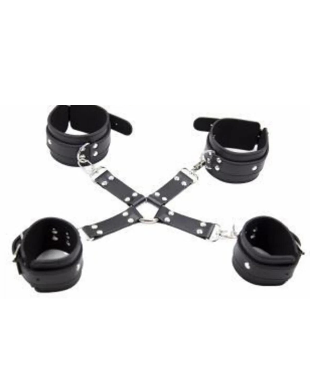 Fantezi Siyah Deri Pozisyon El Ayak Kelepçesi